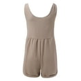 thumbnail image 3 of Vedolay Women Solid Color Rompers Crew Neck Sleeveless Summer Short Jumpsuits,Khaki M, 3 of 5