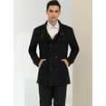 thumbnail image 2 of Unique Bargains Men's Winter Coat Stand Collar Double Breasted Pea Coats S Black, 2 of 6