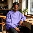 thumbnail image 6 of Dwellite Men's Crewneck Sweater Long Sleeve Pullover Sweaters Business Casual Lightweight Stretch Sweaters for Fall Winter Light Purple 2XL, 6 of 9