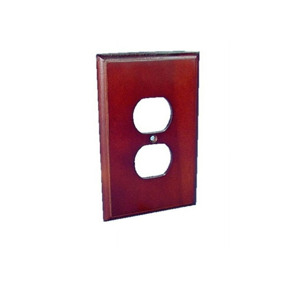 Leviton 89203-CHR 1-Gang Duplex Receptacle Wall Plate, Oversize Outlet Cover, Cherry Wood Finish