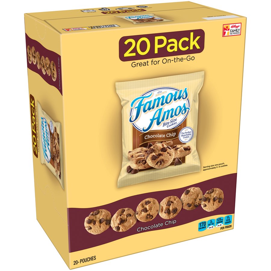Famous Amos Bite Size Chocolate Chip Cookies, 12.4 Oz., 20 Pouches, 4
