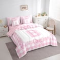thumbnail image 3 of jejeloiu Initial Letter B 7 Pieces Bedding Comforter Set,Cute Bows Full Bedding Set For Bowknot Lover Reversible, 3 of 8