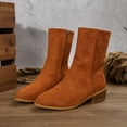 thumbnail image 6 of Suede Ankle Boots for Women Low Stacked Heeled Booties Casual Dressy Zipper Mid Calf Fall Boots, 6 of 7