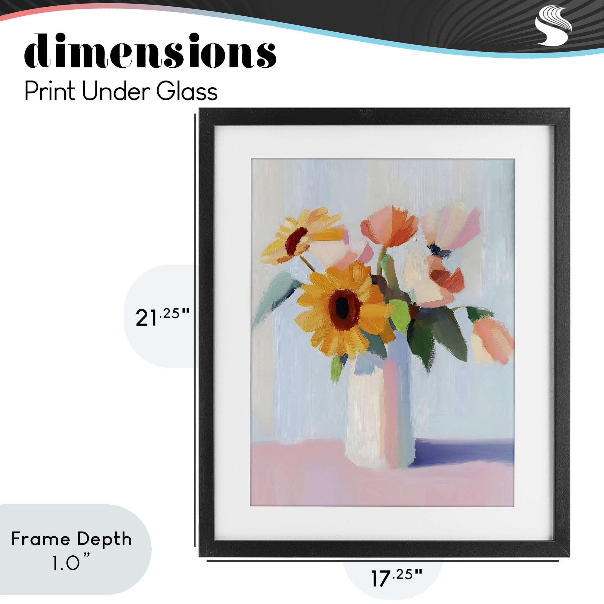 Stupell Industries Sleek Vase Bouquet Black Framed Print Under Glass, design by The Prints Vibe