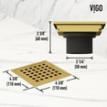 thumbnail image 4 of VIGO Elan Square Shower Drain in Matte Brushed Gold, 4 of 9
