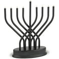 thumbnail image 3 of Traditional Hanukkah Electric Menorah Low Voltage Hanukkiah with LED Bulbs Contemporary Metal Electronic Chanukiah&nbsp;Battery Powered Chanukah&nbsp;Lights By Aviv Judaica (Matte Black), 3 of 3