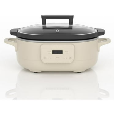 6 Quart Programmable Slow Cooker with Removable Nonstick Pot - Keep Warm & Oatmeal Settings, Easy Clean for Family Dinners (Serves 6  People)