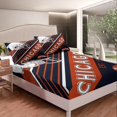 thumbnail image 2 of Football Bed Sheets Set American Football Sports Decor Sheets King, 3D Ball Games Sheet Set Teens Bedroom, Navy Blue and Terra Cotta (Chicago), 2 of 5