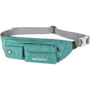 WATERFLY Fanny Pack for Women Men Water Resistant Small Waist Pouch Slim Belt Bag with 4 Pockets for Running Travelling Hiking Walking Lightweight Crossbody Chest Bag Fit All Phones
