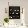 thumbnail image 3 of Flash Furniture 24" x 30" Recessed Bathroom Medicine Cabinet with Rounded Beveled Mirror and Reversible Metal Frame in Gold, 3 of 11