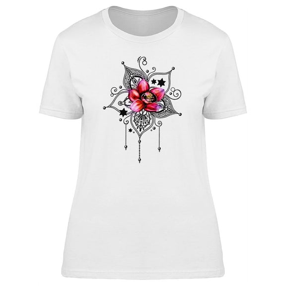 Cool Mandala With Orchid On Top T-Shirt Women -Image by Shutterstock, Female XX-Large