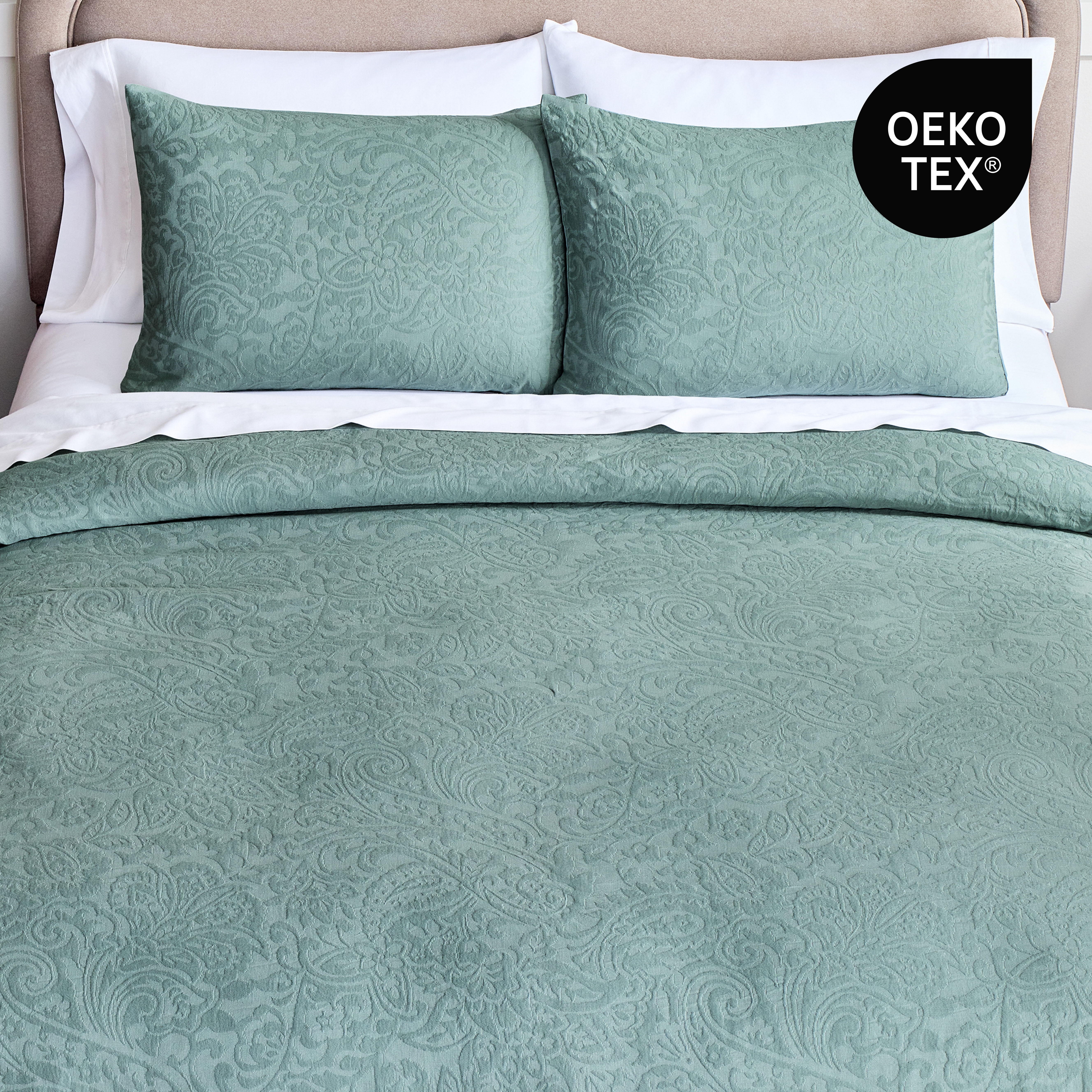 Better Homes & Gardens King Comforter Set, All-Season, 3-Piece, Sage Green Paisley Matelasse