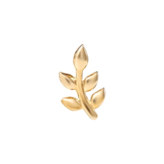 Women's 14kt Gold 18G Leaf Cartilage Stud Earrings – Nature-Inspired Jewelry