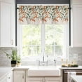 thumbnail image 3 of Orange Green Leaves Kitchen Curtains and Valances Set, Rod Pocket Curtains Tier Farmhouse Window Curtains 36 Inch Length, Fall Eucalyptus Leaf Retro Country 3 Piece Kitchen Curtains Set, 3 of 6