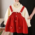 thumbnail image 2 of Tisuna 2 In 1 Sweater Dress For Girls Toddler Bowknot Print Long Sleeve Stand Collar Dresses Cute Beauty Autumn Winter Girls Outfits Red Size 6-7 Years, 2 of 3