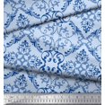 thumbnail image 2 of Soimoi Blue Rayon Fabric Vector Design Damask Print Fabric by the Yard 58 Inch Wide, 2 of 3