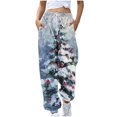 thumbnail image 2 of WXLWZYWL Women Merry Christmas Sweatpants Drawstring Jogger Snowflake Fun Print Elastic Waist Casual Trousers Warm Comfy Pants with Pockets, 2 of 5