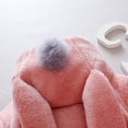 thumbnail image 5 of SILVERCELL Winter Long Hooded Jacket with Rabbit Ear for Girls Button Solid Color Plush Thick Coat for 9M-4T Infant Toddler, 5 of 13