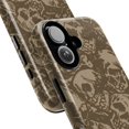 thumbnail image 2 of Muted Brown Overlapping Skulls iPhone Case, Edgy Gothic Skeleton Pattern Protective Cover for iPhone 16 15 14 13 12 11 Pro Max Mini Plus, 2 of 6
