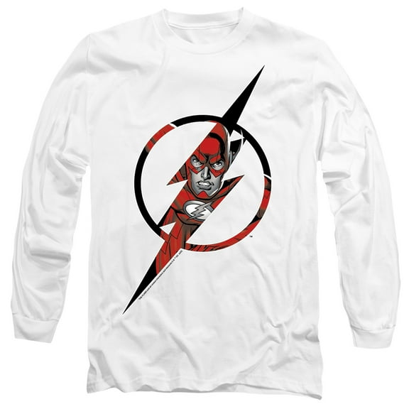 The Flash Icon 2 Unisex Adult Long-Sleeve T Shirt,White, Large