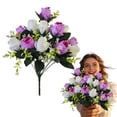 thumbnail image 2 of 12 Heads Artificial Rose Bouquet, 2 Color Faux Roses with Hydrangea, Realistic Silk Flower Arrangement for Wedding Centerpiece, Vase, Bridal Decor, and Home Table Decoration,1pc, 2 of 9