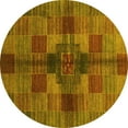 thumbnail image 1 of Ahgly Company Machine Washable Indoor Round Checkered Yellow Modern Area Rugs, 8' Round, 1 of 4