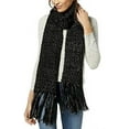 thumbnail image 3 of Steve Madden Shimmer-Knit Tassel Scarf (Dark Red, 9-1/2? x 78?), 3 of 3