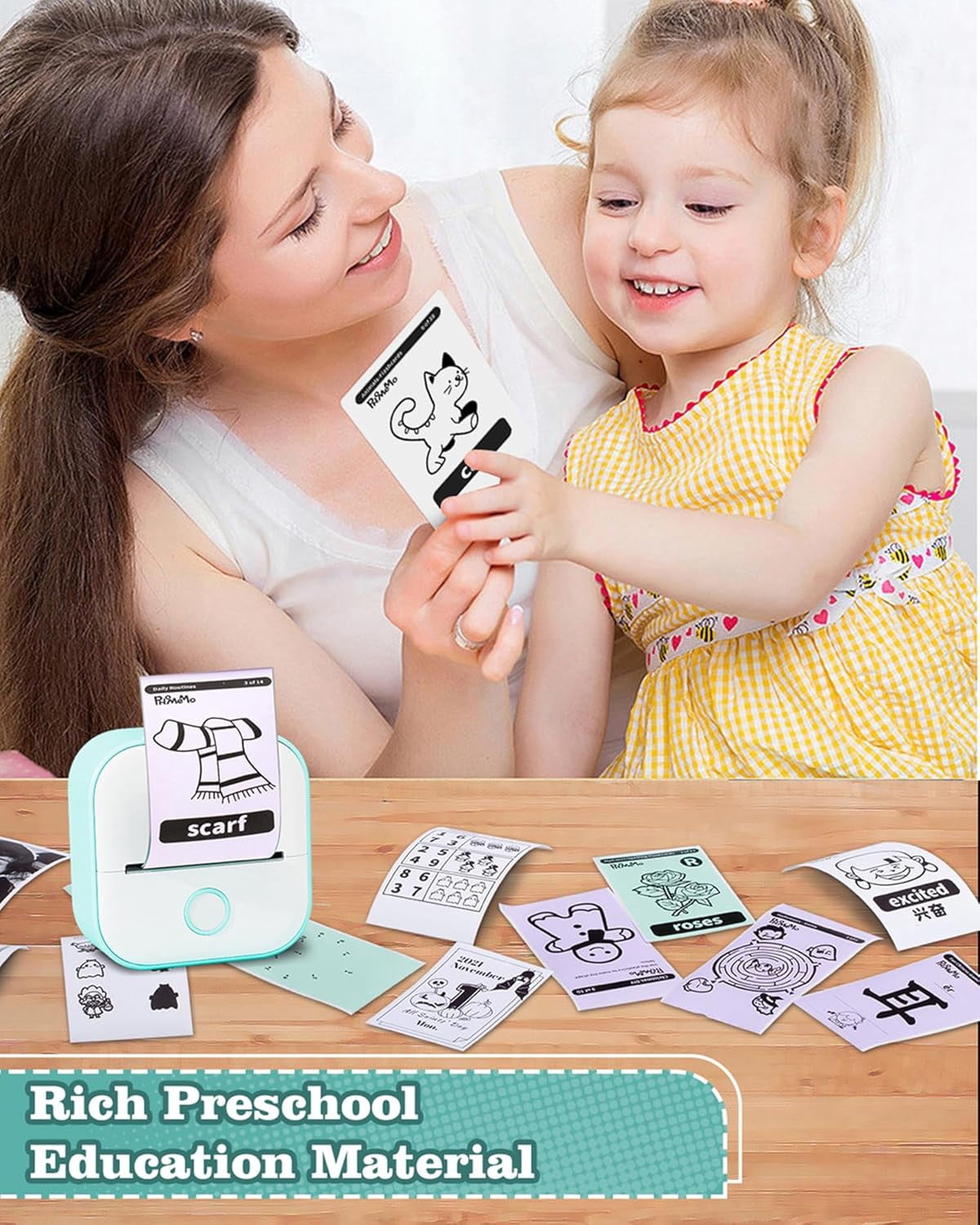 Mini Sticker Printer - T02 Mini Printer Portable Thermal Printer Inkless Sticker Maker Machine Bluetooth Pocket Printer Phone Printer for Study Graphics, Anatomical Diagrams