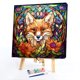 thumbnail image 5 of Kit de pintura por números sobre lienzo, arte al óleo artesanal, decoración de imagen de vitral de zorro, 40x40cm, 5 of 9