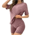 thumbnail image 2 of Censtreet Pajama Set for Women 2 Piece Lounge Set Short Sleeve Tops and Shorts Soft Sleepwear, 2 of 4