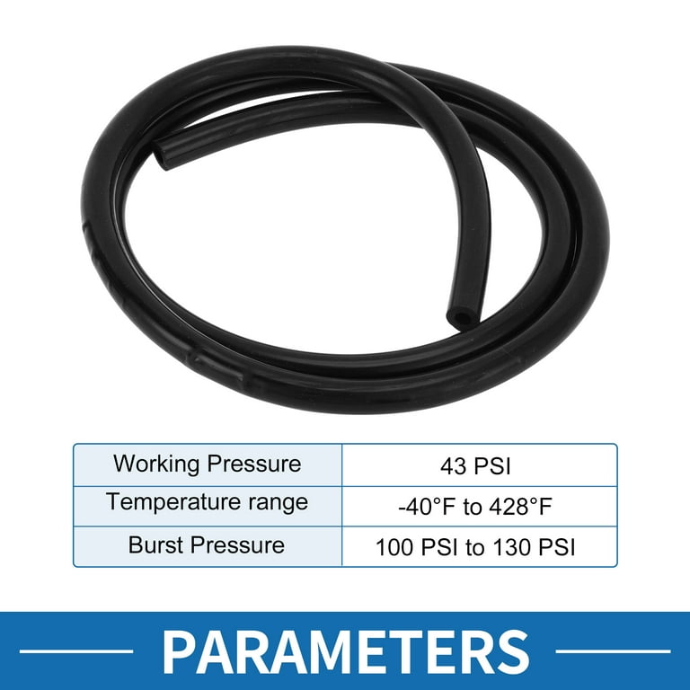 High Temperature Silicone Vacuum Hose 3.3FT - 1/8 Inch (3mm ID) Black Automotive Tubing, Reinforced Vacuum Line For Cars Trucks
