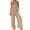 Khaki, variant on purcolt Womens One Piece Jumpsuit, Wide Leg Sleeveless Smocked Jumpsuit, Dressy Casual Plaid Long Pant Romper with Pockets