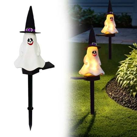 

Sharp Hat Ghost Courtyard Lamp 2Pcs Halloween Sun Pumpkin Resin Pumpkin Pile Led Light Garden Path Courtyard Outdoor Decoration