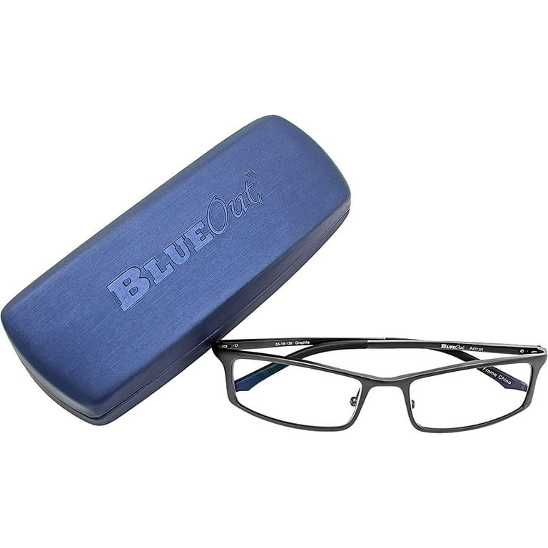 Blueout Armor V-Clear Blue Light Glasses, Adults, 1-Pair Bluelight Blocker, +1.25 Pwr, 138mm Frame, Size: 1.25 +, Gray