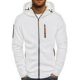 thumbnail image 2 of RUTAYY Men's Zip Up Hoodie Long Sleeve Multi Zipper Pocket Drawstring Hood Casual Jacket Sweatshirt White, 2 of 5