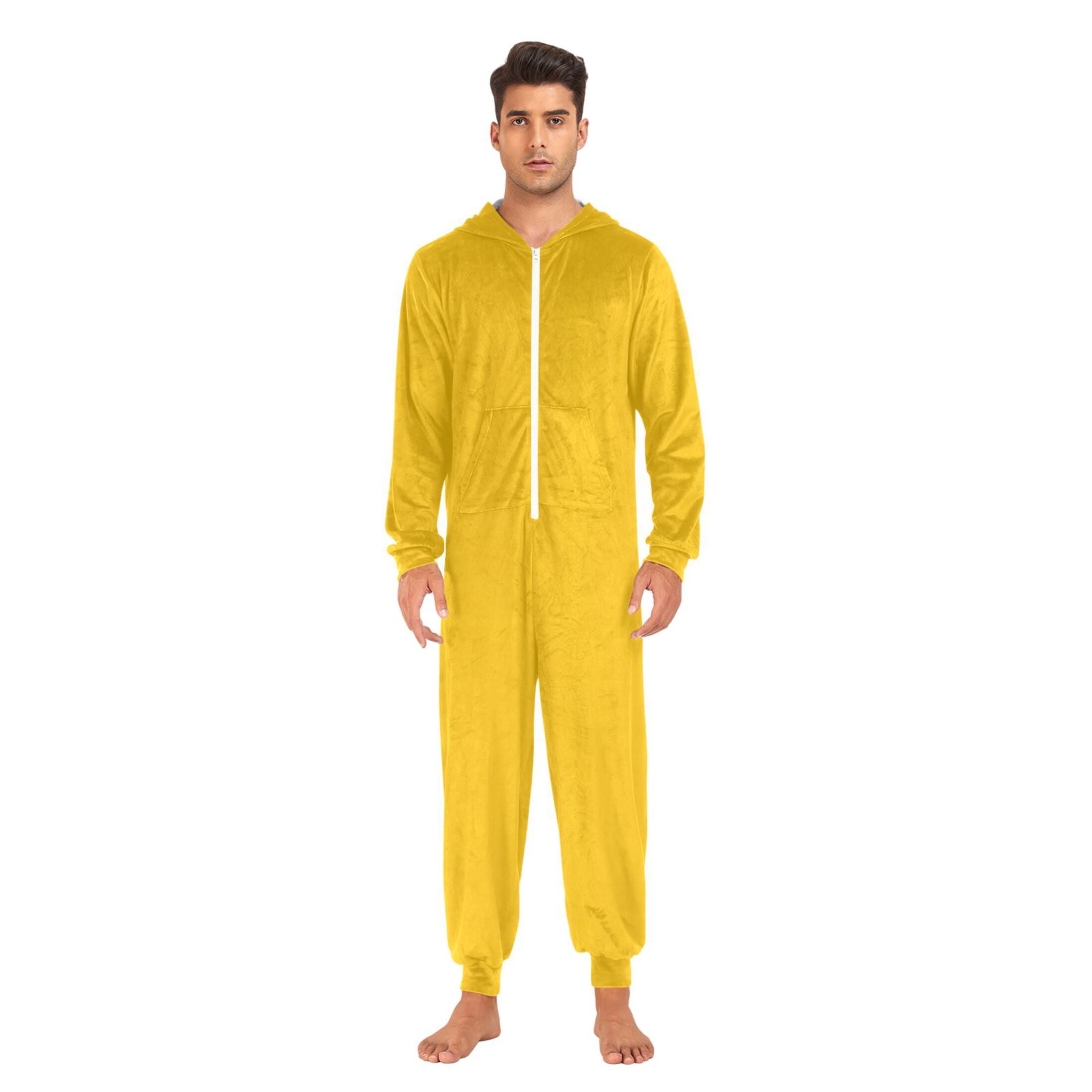 ALAZA Unisex Adults Onesie Pajamas Solid Yellow Sleepwear
