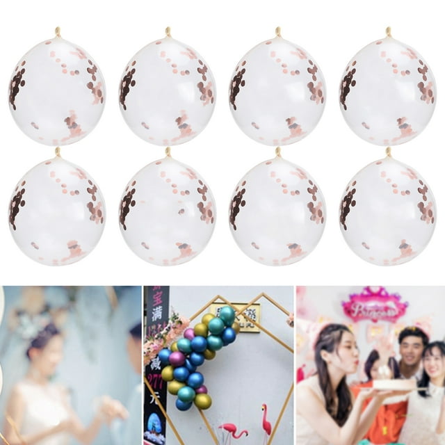 6 Bags Transparent Balloon Latex Rose Gold Sequins Balloon for Party Wedding Decoration