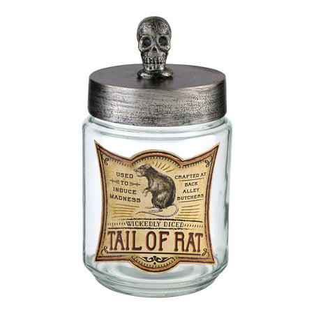 Party City Skull Apothecary Jar, Measures 3 1/4 Inches by 7 Inches, Glass Halloween Prop Canister with Vintage Styling