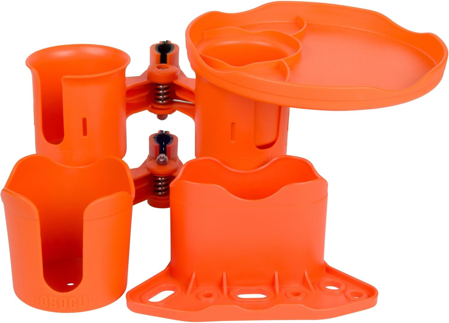 ROBOCUP Orange Ultimate Bundle Portable Clamp-On Cup Holder Set with Plate, Plus & Holster Accessories