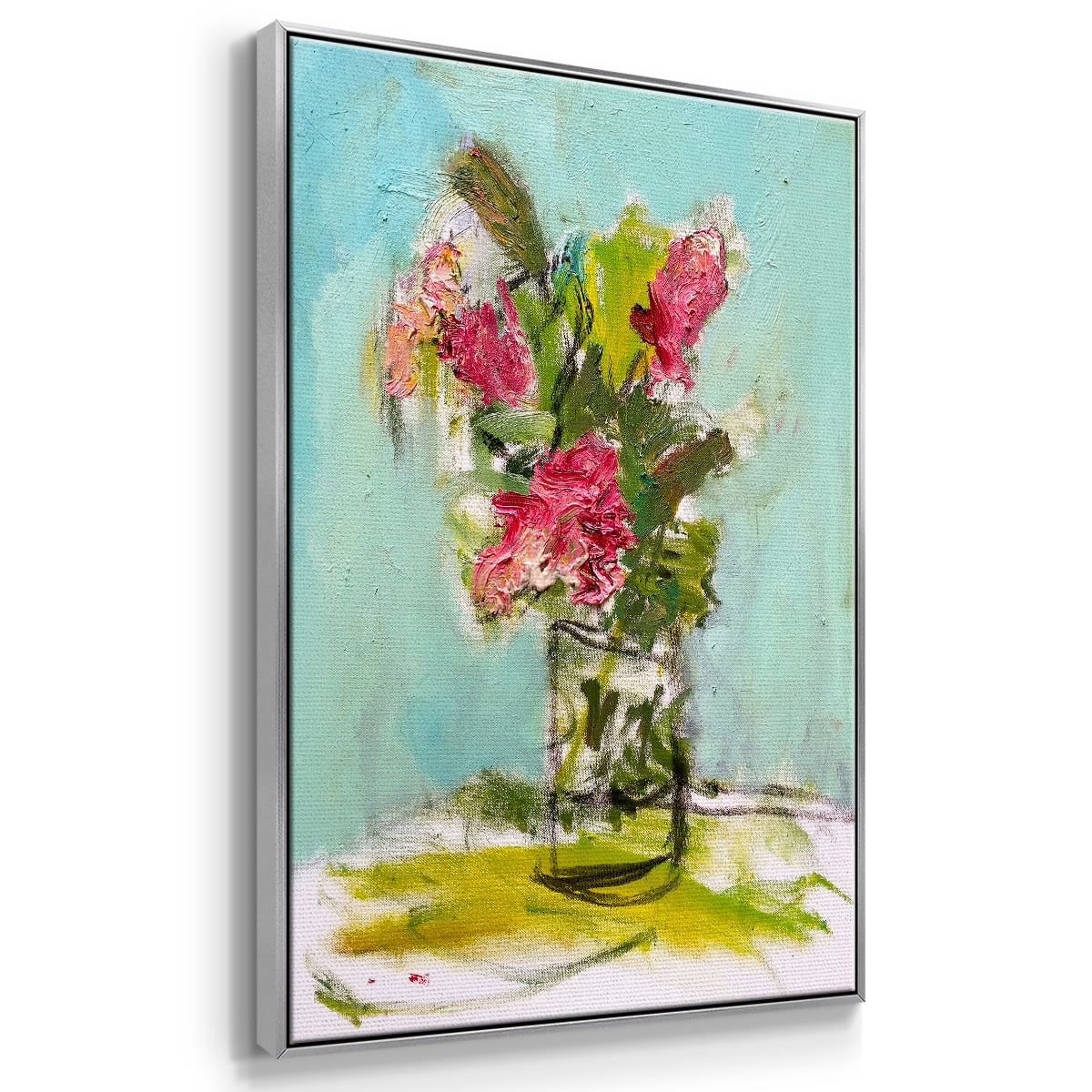 TURQUOISE LILLY Framed Premium Gallery Wrapped Canvas - Ready to Hang