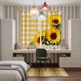 thumbnail image 6 of Curtains 63 Inch Length 2 Panels, Spring Sunflowers Grommets Window Treatment Curtain, Yellow White Plaid Farmhouse Rustic Thermal Curtains Drapes for Living Room/Bathroom, 6 of 9