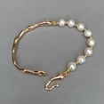 thumbnail image 3 of K-KED 8" Cultured White Pearl Bracelet Natural Pearl Gold Plated Bangle Bracelet, 3 of 6