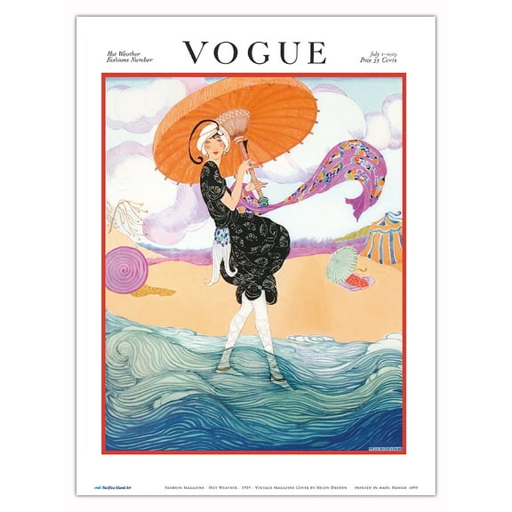 Fashion Magazine - Hot Weather - July 1 1919 - Vintage Magazine Cover by Helen Dryden - Master Art Print (Unframed) 9in x 12in
