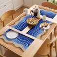 thumbnail image 5 of Blue Brown Beach Placemats Set of 8 Abstract Striped Gradient Ocean Sand Place Mats Indoor Wipeable Table Mats Washable Cloth Dining Table Placemats for Kitchen Holiday Party Home Decor 13x19 Inch, 5 of 9