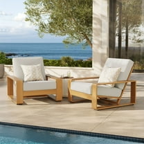 Modway Lirienne Outdoor Patio Aluminum Faux Wood Armchairs Set of 2 in Ivory Natural by Modway