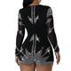 thumbnail image 2 of Romper PORRCEY sexy para mujer, perforado en caliente, cuello en V profundo, negro, 2 of 6