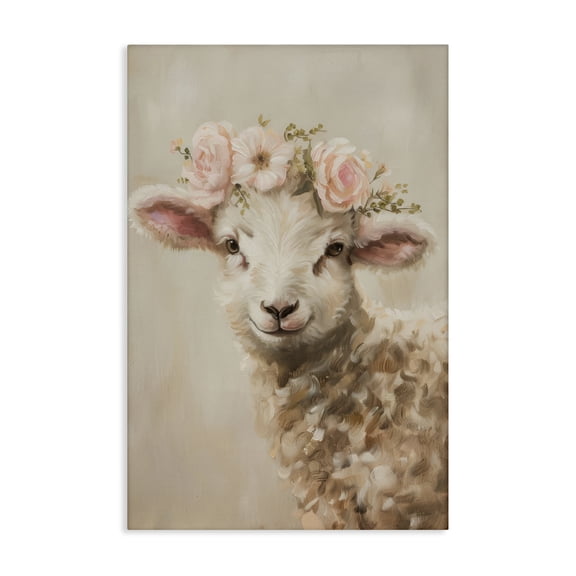 Stupell Industries Shabby Chic Soft Floral Lamb Canvas Art, 16 x 24, by Petals Prints Design