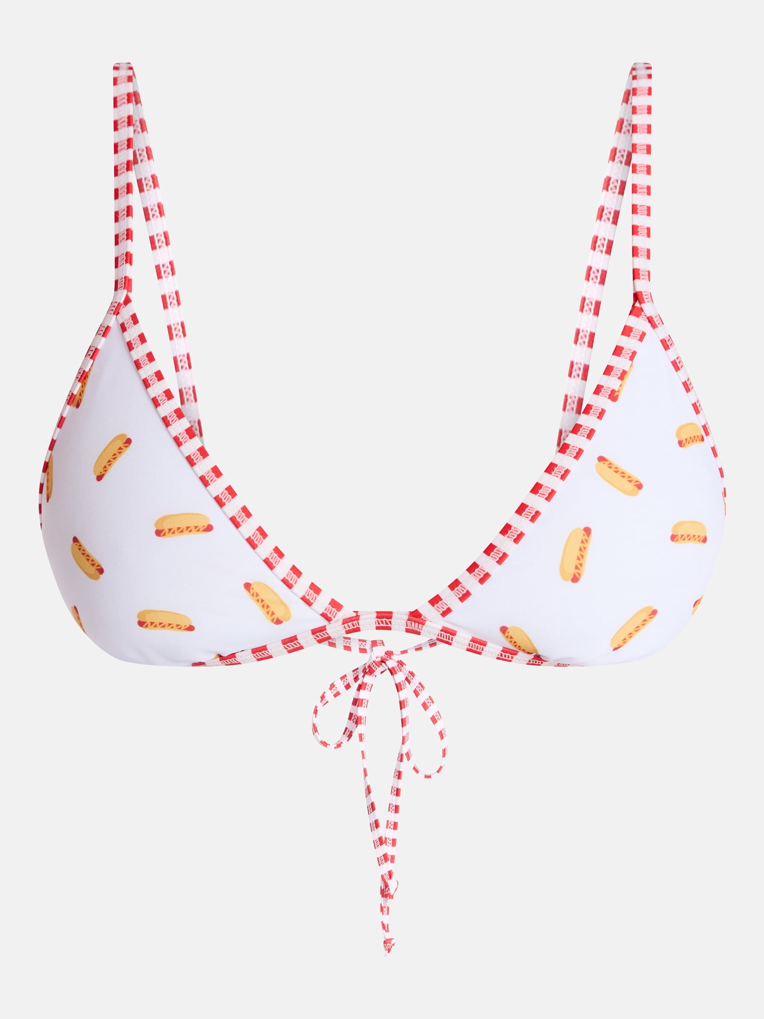 No Boundaries Hot Dog Reversible Bikini Top, Women's XXS-XXL