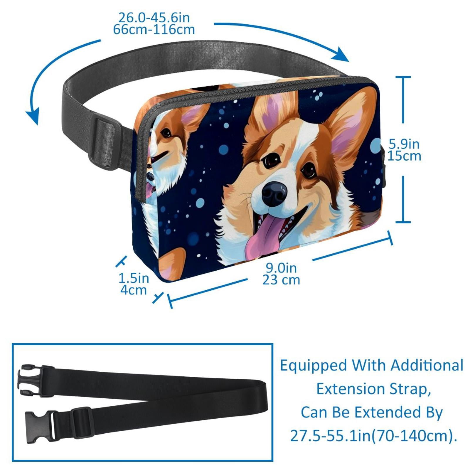 Dog Versatile Lightweight Adjustable Crossbody Bag with Extension Strap - Unisex Waist Bag Fanny Pack