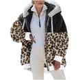 thumbnail image 2 of Puntoco, chaqueta informal de manga larga con capucha y cremallera de felpa con estampado de leopardo para mujer, chaqueta de retazos de Color sólido, prendas de vestir, abrigo, liquidación Puntoco Puntoco-2560, 2 of 5